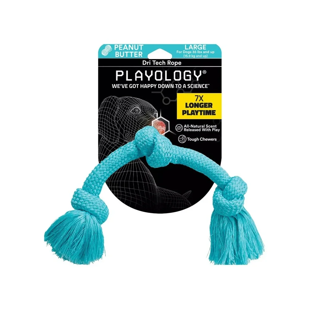Playology Dog Toy‎ Rope Peanut Butter Scented Knotted Chew for Medium to Large